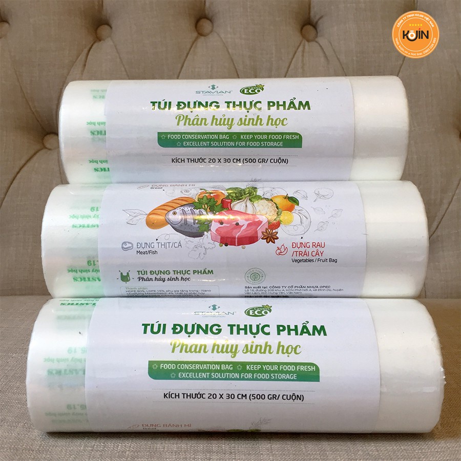 Túi đựng thực phẩm tự hủy sinh học Stavian 500gam/1cuộn bảo quản thực phẩm rau củ quả thịt cá trong tủ lạnh