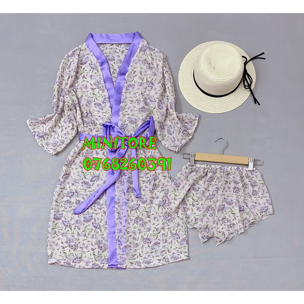 [DƯỚI 60KG] ÁO KHOÁC KIMONO, ÁO CHOÀNG VOAN HOA KÈM QUẦN SEXY GỢI CẢM,CHẤT VOAN MỎNG MÁT GỢI CẢM HÀNG XƯỞNG NHÀ MAY ĐẸP