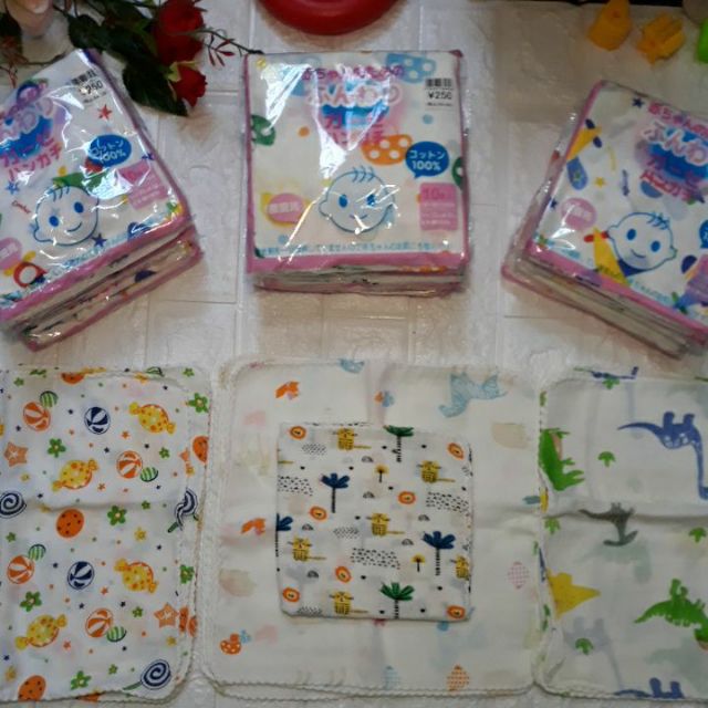 Khăn sữa cho bé sơ sinh Set 10 khăn xô sữa xuất Nhật có hình hoa văn