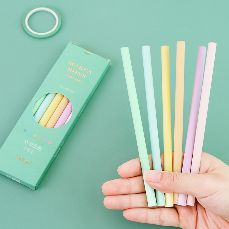 Bộ 6 Bút Mực Gel Ngòi 0.5mm Màu Macaron Đáng Yêu