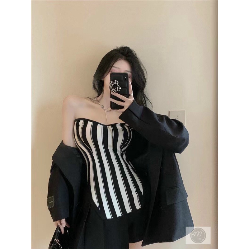 Áo ống ôm body màu đen Quảng Châu