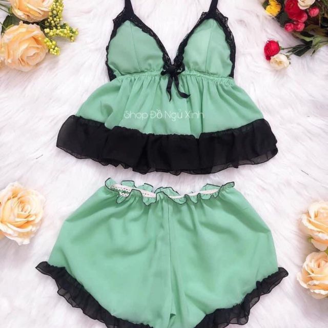 Đầm ngủ voan phối ren mút.combo live. | BigBuy360 - bigbuy360.vn