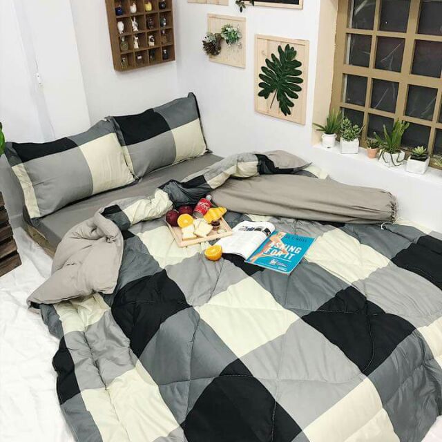Chăn phao nhập poly kẻ caro