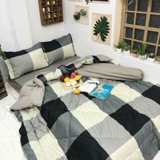 Chăn phao nhập poly kẻ caro