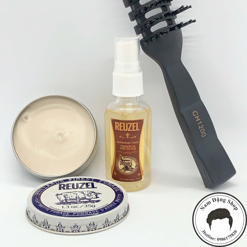 Pomade vuốt tóc Reuzel Clay Matte + Tặng Reuzel Grooming Tonic 20ml + Tặng Lược Chaoba