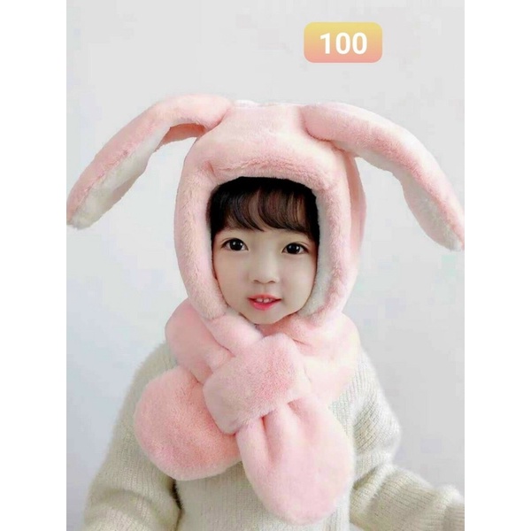 Sét mũ liền khăn tai gấu  cho bé gái