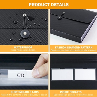 3Pcs Expanding File Folder Pocket Organizer A4 Letter Size 7 Pockets Document Keeper with Customizable Sticky Labels