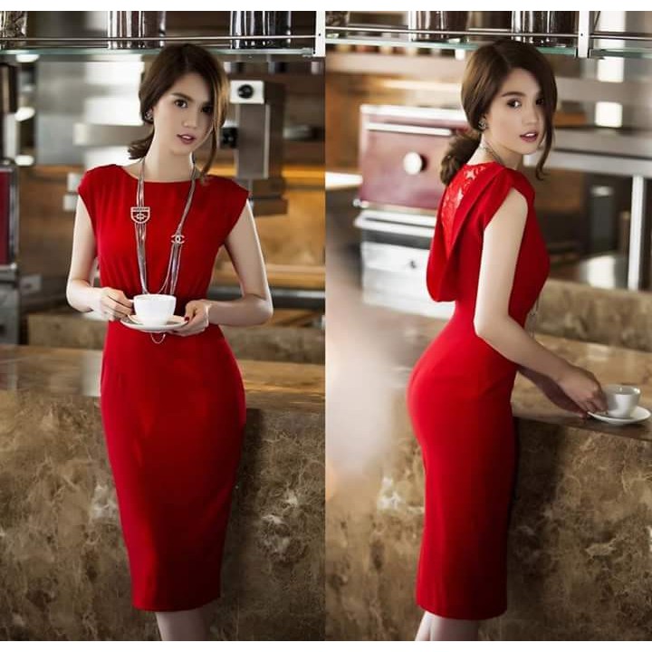 Đầm Ngọc Trinh Ôm Body Kiểu Lưng Phối Ren - Mã 0138