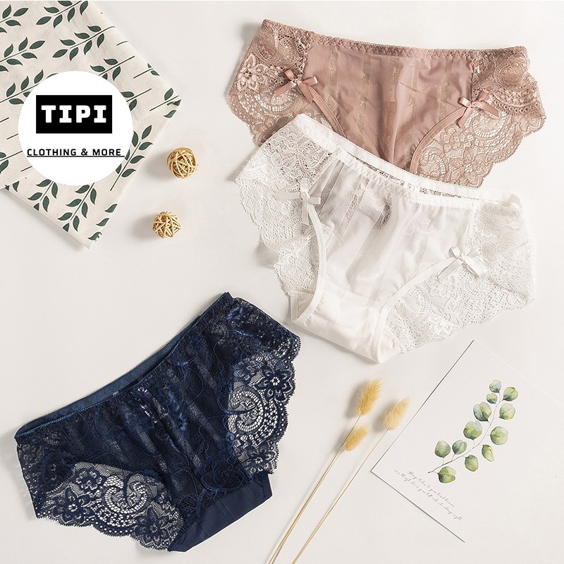 Quần lót cotton viền sắc màu đính nơ Cristal