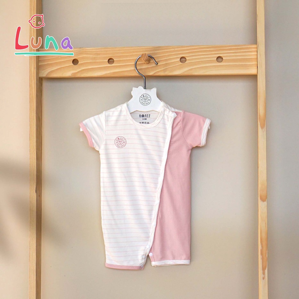 HRNEE CHÍNH HÃNG Bộ Body Suit Cộc Tay Cài Chéo Petit Cho Bé Sơ Sinh 0-9 tháng