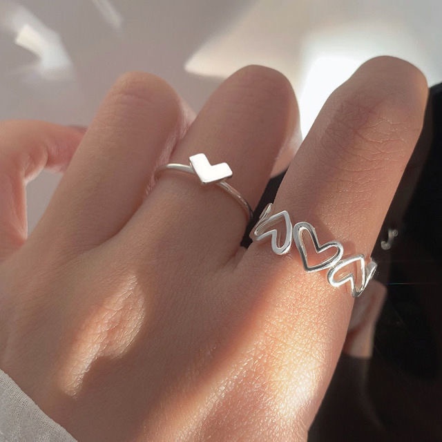 Nhẫn Set 2 Set 3 Set 4 Set 5 Cái Kim Loại Inox Unisex Hình Trái Tim Butterfly Heart Ring