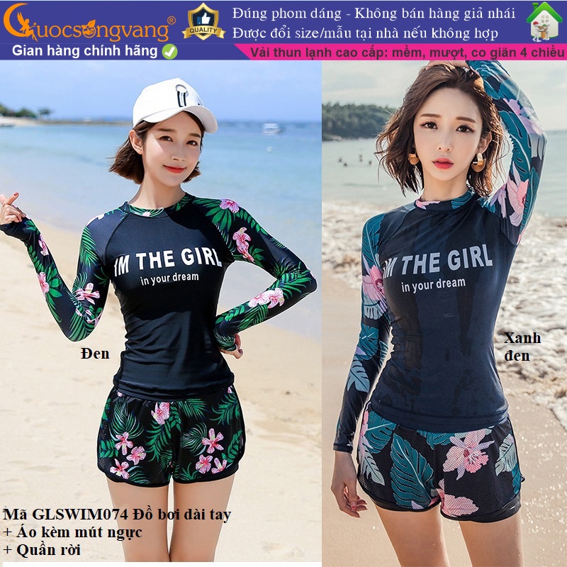 Bộ bơi nữ kiểu dài tay đồ bơi nữ 2 mảnh đẹp chống gió quần rời GLSWIM074 Cuocsongvang