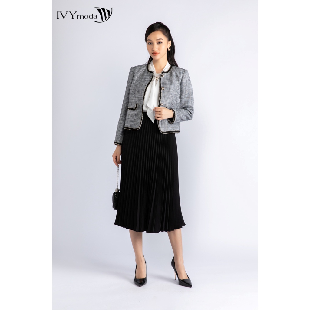 [NHẬP WABRTL5 GIẢM 10% TỐI ĐA 50K ĐH 250K ]Áo vest nữ Tweed dáng lửng IVY moda MS 67M6907