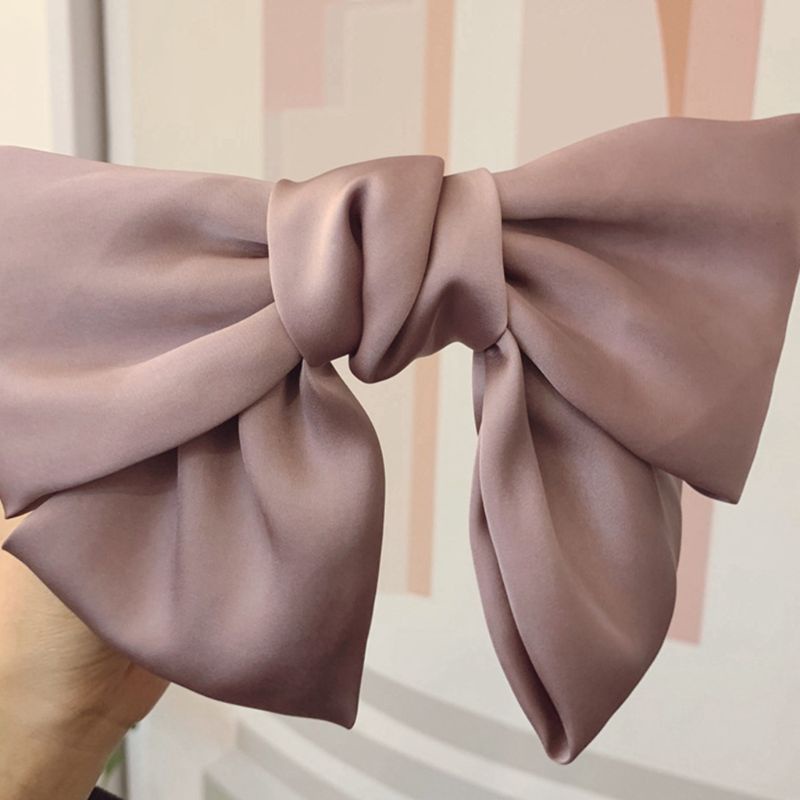Kẹp Tóc Nơ Hai Lớp Bằng Satin Phong Cách Vintage Hàn Quốc