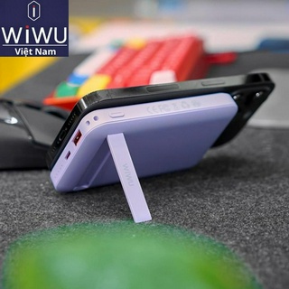 Pin Sạc dự phòng kiêm sạc ko dây cho Smart IPhone 14 Promax ,Chính hãng WIWU Snap Cube 10.000 mAh kèm kệ đỡ Siêu nhỏ gọn