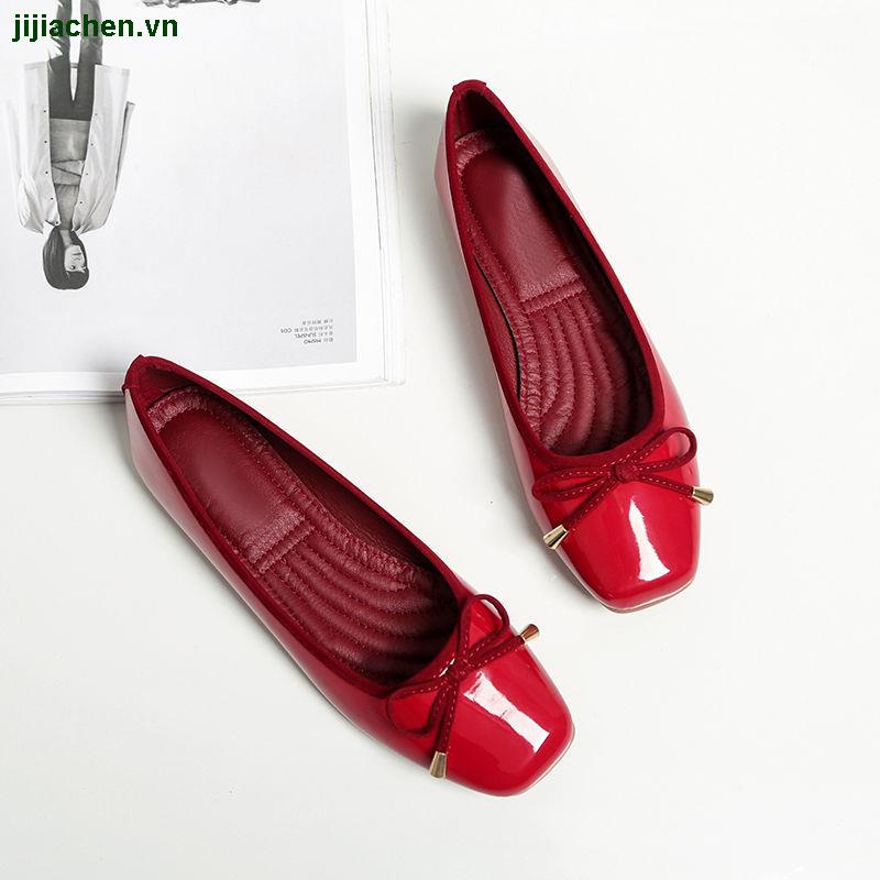 Giày búp bê đế bằng mũi vuông phong cách Hàn Quốc mới thời trang mùa xuân 2021 cho nữ