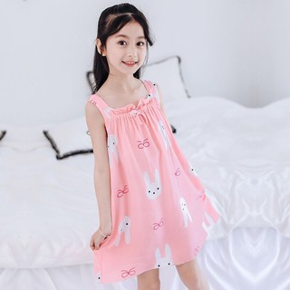 Đầm ngủ chất liệu cotton không tay cho bé gái