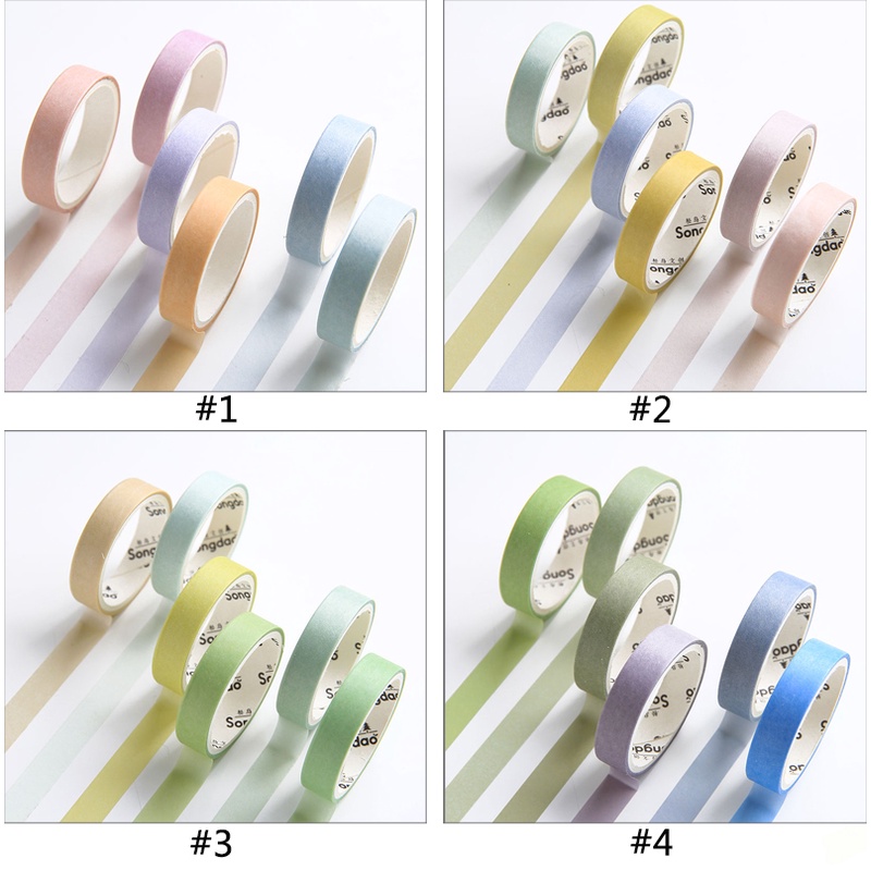 6 Cuộn Băng Keo Nhiều Màu Sắc Dùng Trang Trí Sổ Tay DIY