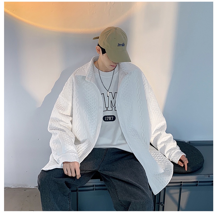 Áo Sơ Mi Dài Tay Dáng Rộng Dập Nổi Họa Tiết Naiche Thời Trang Xuân Thu Cho Nam