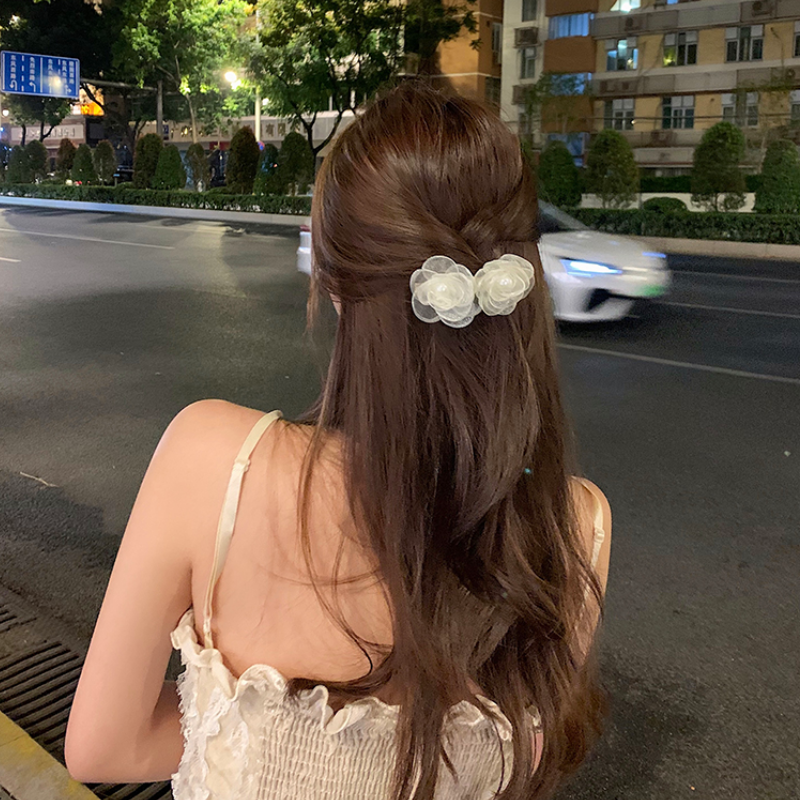 [Hàng mới về] Kẹp tóc hình hoa phối lưới kiểu Hàn Quốc xinh xắn cho nữ