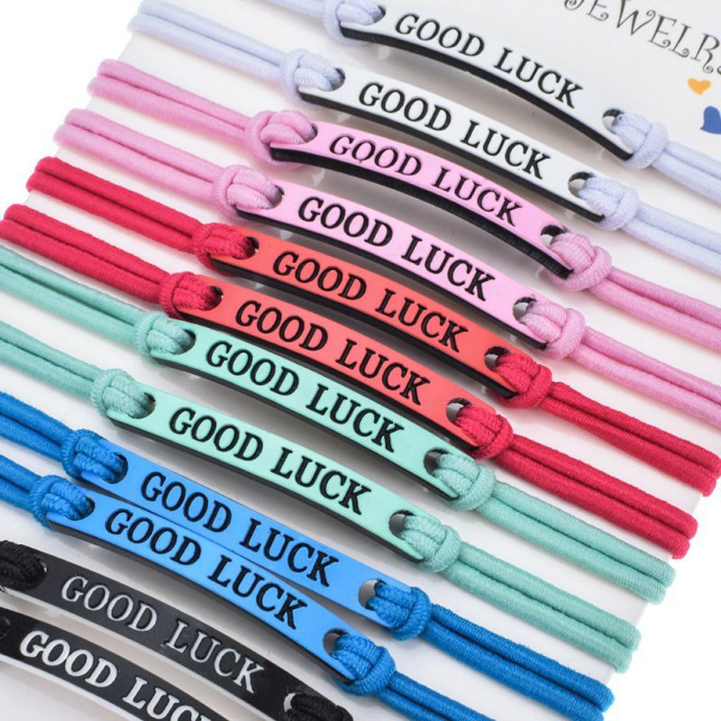 SEL 12Pcs Assorted Best Friends Good Luck Jesus Charm Bar Elastic Braided Bracelet Friendship BFF Jewelry Kids Party Favor