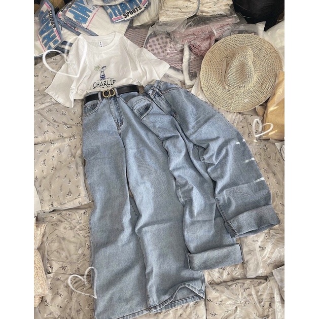 Quần jeans suông trơn