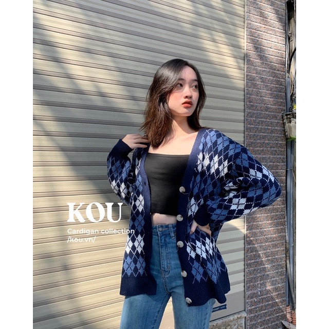 Áo Cardigan Len hoạ tiết quả trám phong cách Hàn Quốc - CG21003