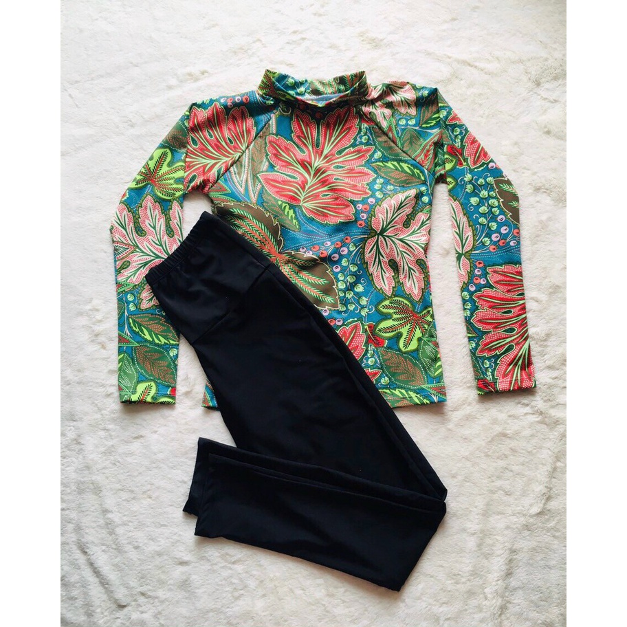 Đồ bơi nữ, Đồ bơi nữ họa tiết hoa dài tay và quần dài cực chất thun mát mẫu 2022