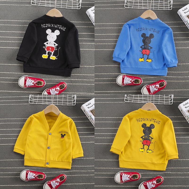 Áo Khoác Tay Dài In Hình Chuột Mickey Đáng Yêu Cho Bé