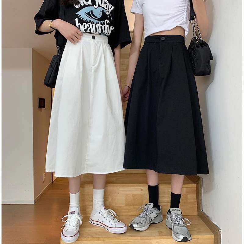 Chân Váy Kaki Dài Dáng Chữ A, cúc khóa trước, chun lưng sau ảnh video thật RetroStyle  CV8801