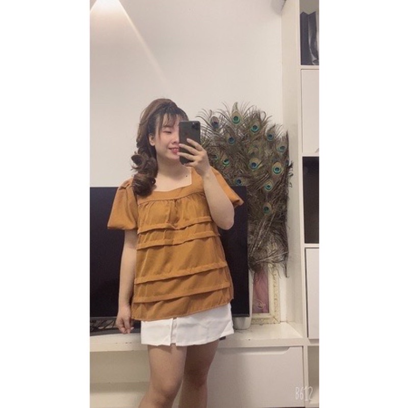 [Ảnh thật] 50-90kg Bigsize ÁO BABYDOLL CỔ VUÔNG TAY PHỒNG