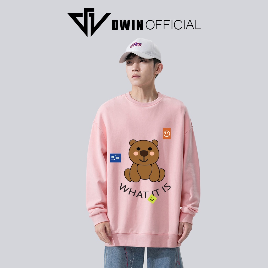 Áo sweater nỉ What is it Unisex DWIN basic nam nữ form rộng oversize local brand SP00100