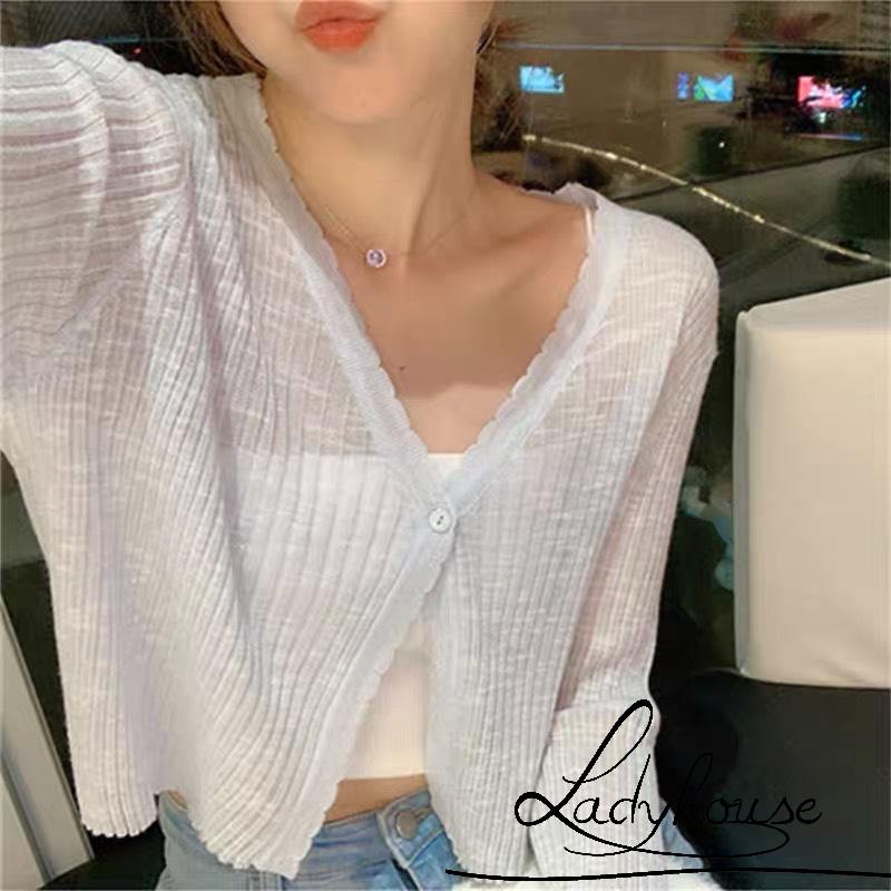 Áo Cardigan Dệt Kim Tay Dài Dáng Rộng Cài Nút Màu Trơn Cho Nữ