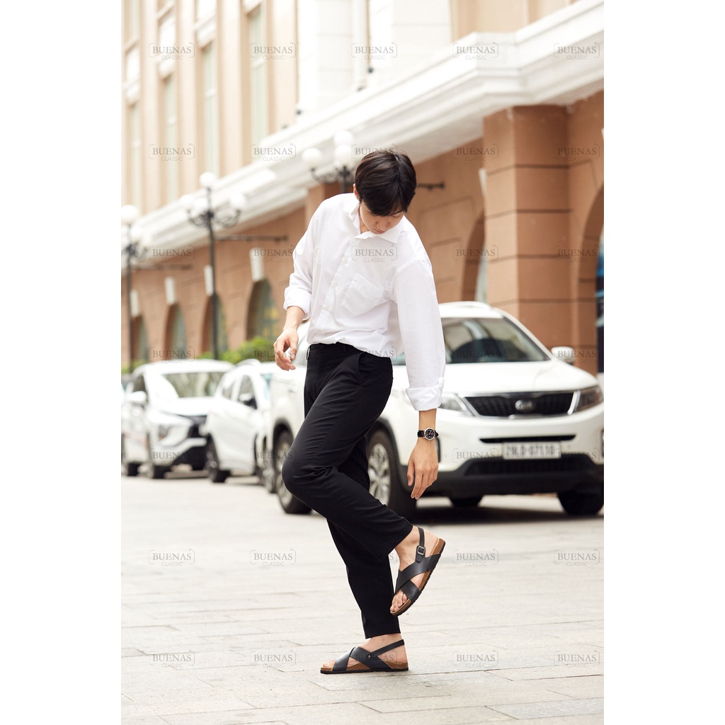 Sandal đế trấu nam nữ unisex sandal birken xỏ ngón Buenas - BU03 có quai