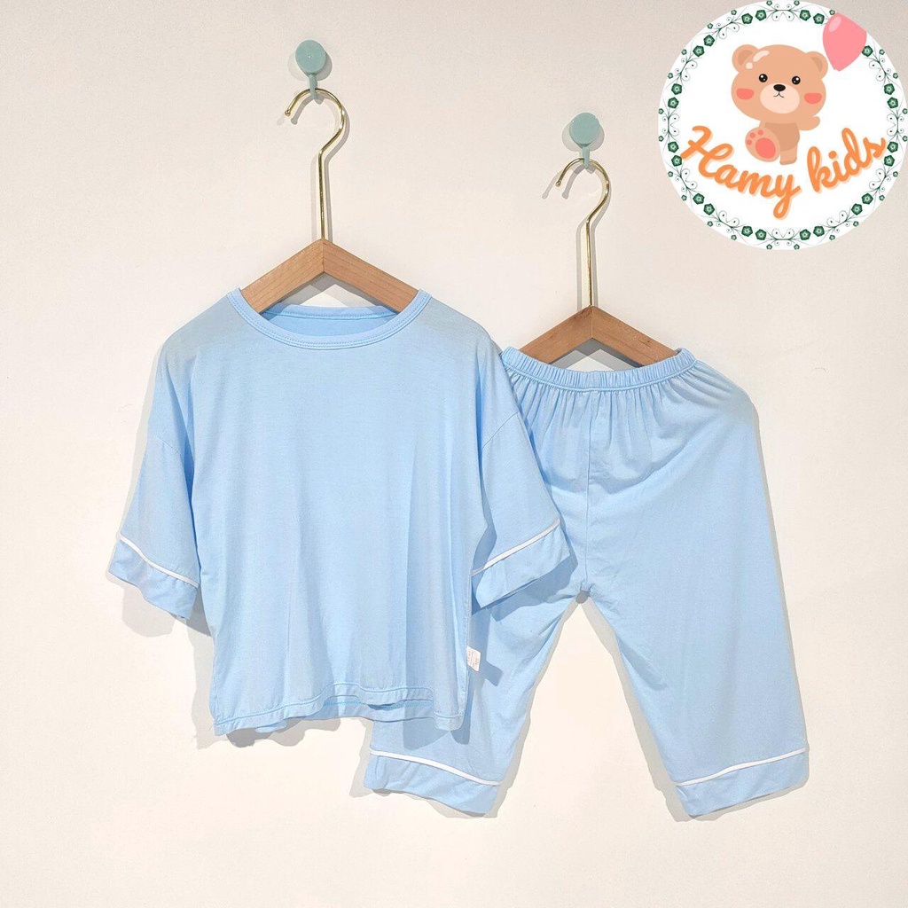Bộ Áo Lửng Quần Lửng Minky Mom Chính Hãng Thun Lạnh Màu Trơn Đồ Ngủ Bé Trai Bé Gái Từ 0-5 Tuổi Dưới 20kg - Hamykids