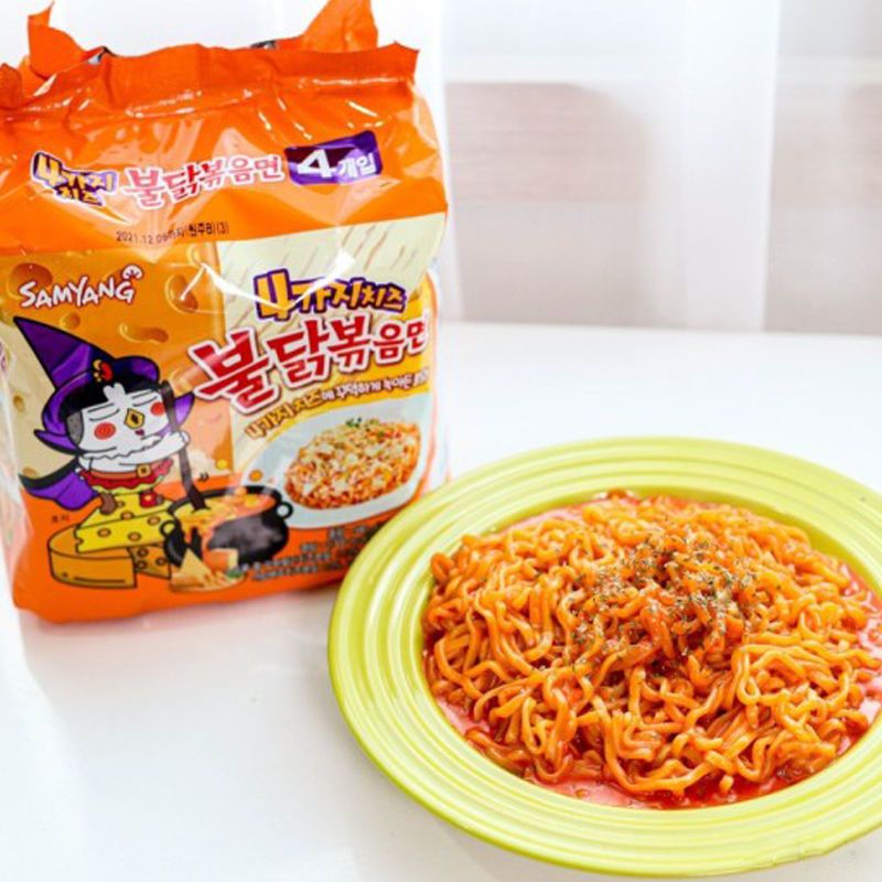 Mì Samyang mì gà siu cay 4 loại phô mai vị mới 145g/gói 1 lốc | BigBuy360 - bigbuy360.vn