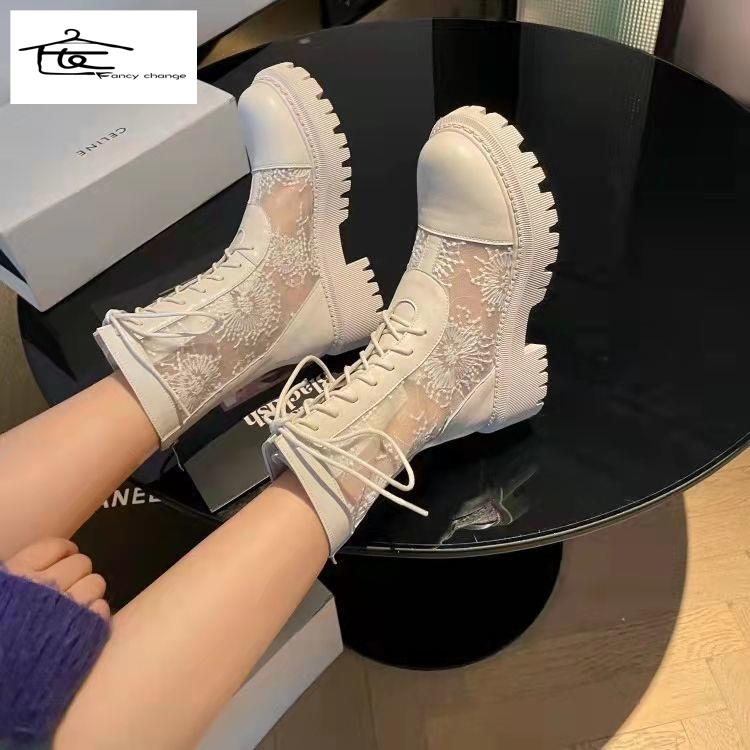 Giày Bốt Martin Dạng Lưới Rỗng Đế Dày Thoáng Khí Thời Trang Xuân Hè Kiểu Mới 2022 Cho Bạn Gái