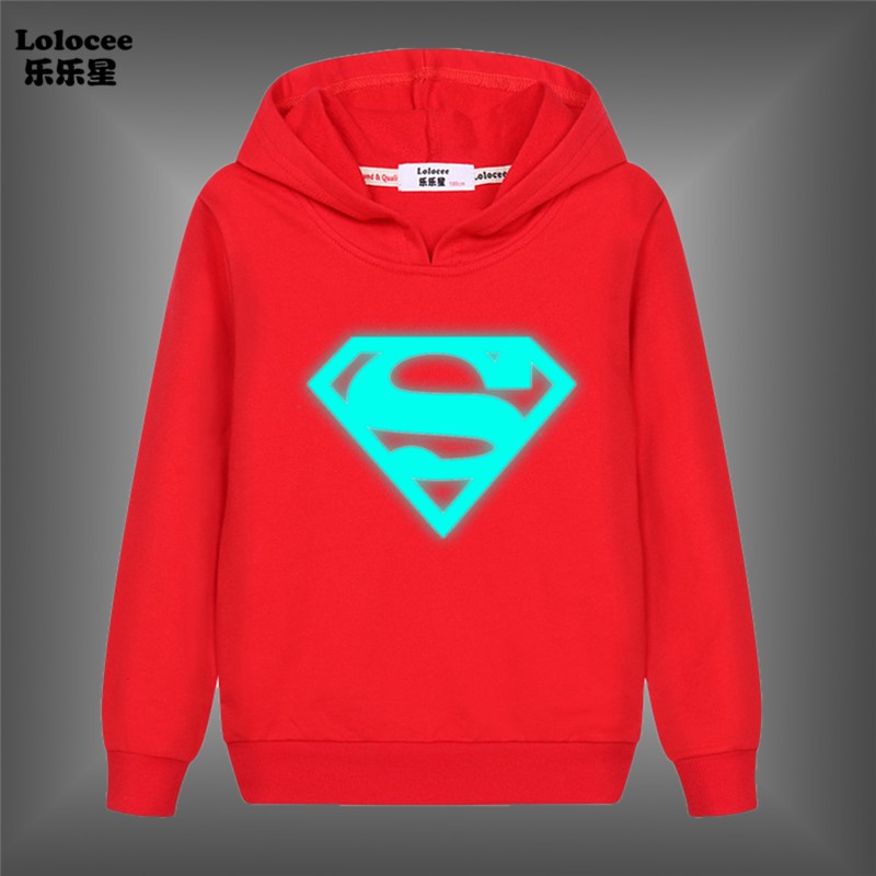 NEW Áo Khoác Hoodie In Hình Superman Phát Sáng Cho Bé Trai