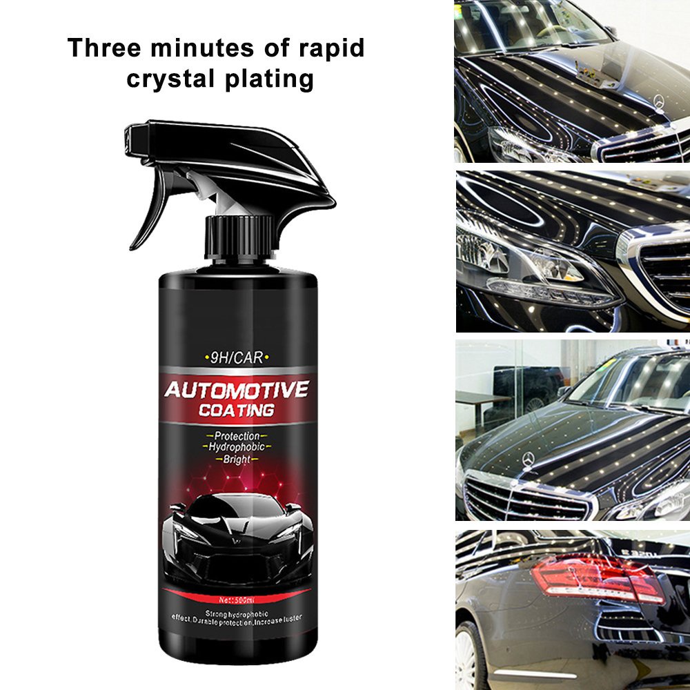 Bình Xịt Phủ Sơn Đánh Bóng Xe Hơi, Ô Tô  Xịt Phủ Nano 9H Chất Lượng Cao Dung Tích 500ml - Tặng kèm khăn