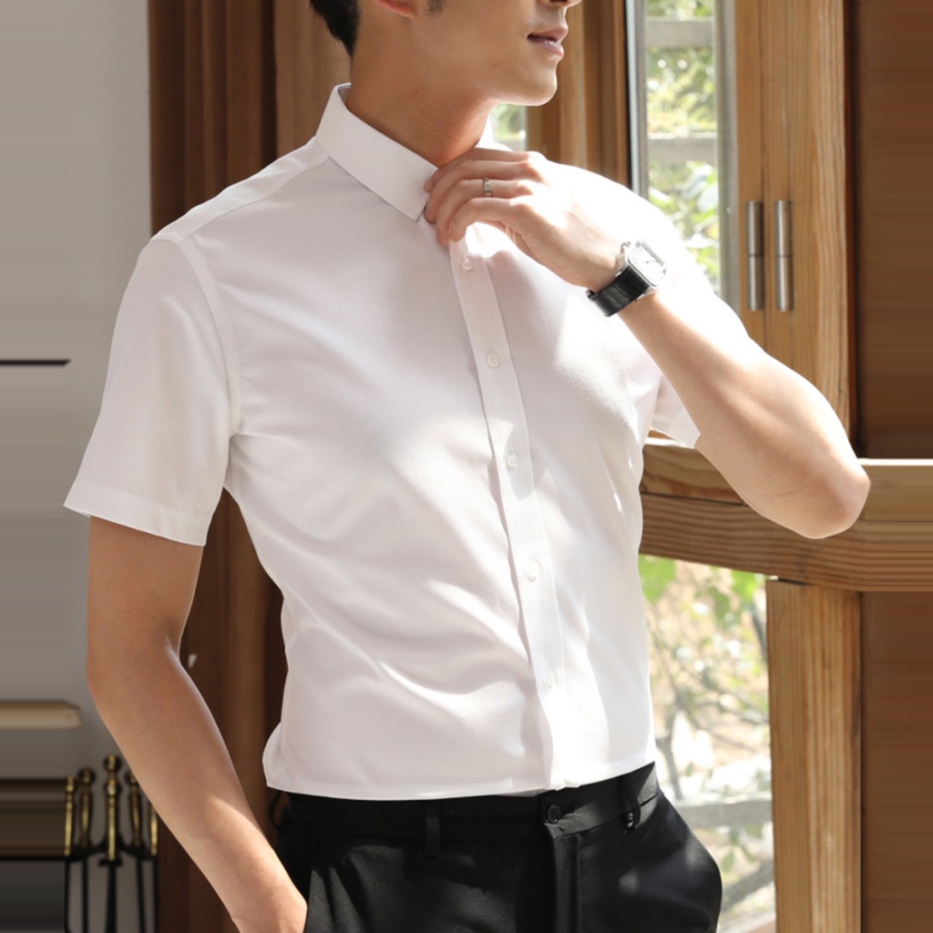 Áo sơ mi nam ngắn tay BASIC chất vải cotton mềm mịn thoáng khí nhanh khô