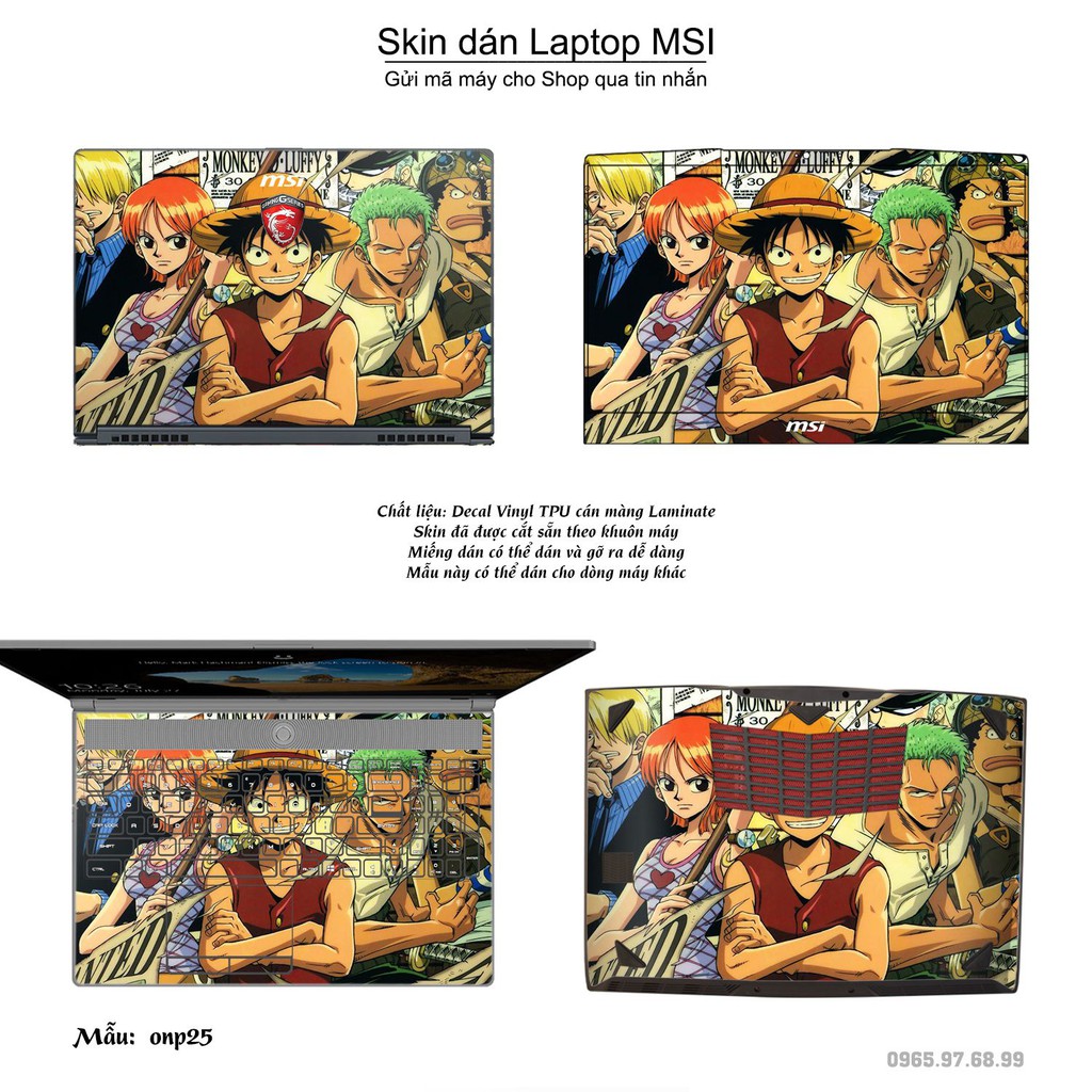 Skin dán Laptop MSI in hình One Piece _nhiều mẫu 21 (inbox mã máy cho Shop)