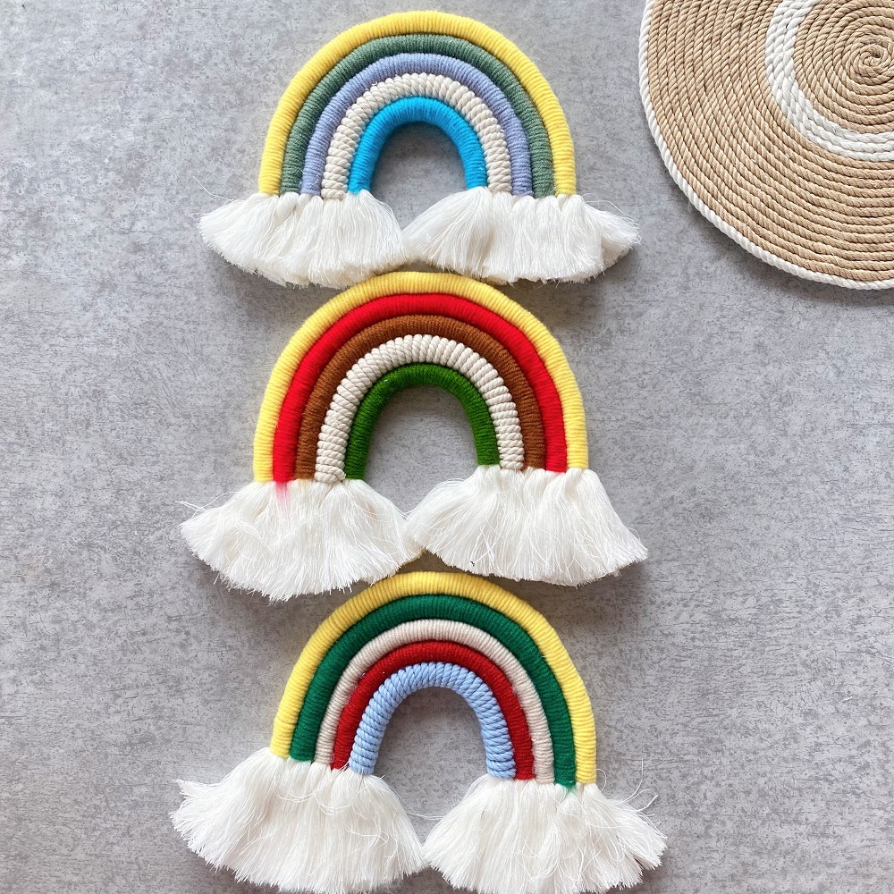 Cầu vồng 15cm macrame treo tường, trang trí phòng
