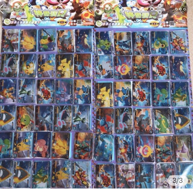 Thẻ bài pokemon nhựa vip ( vỉ 30 bộ, bộ 3 thẻ)