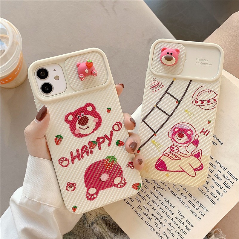Ốp lưng iphone Gấu Happy Bảo Vệ camera Thích hợp iphone 11,12 pro max,12,12 pro,11 pro max,11 pro,7 plus,7,xs max,8g,G