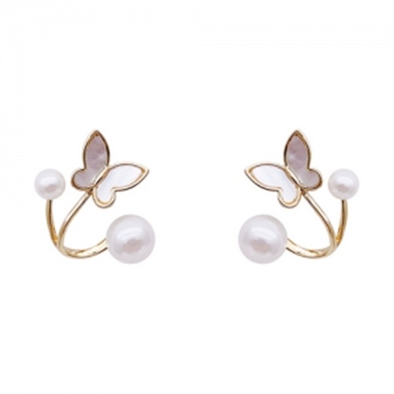 Bông Tai Mạ Bạc 925 Hình Bướm Đính Ngọc Trai Phong Cách Mới 2022