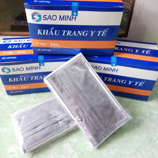 (CHỨNG NHẬN PATEUR) Khẩu trang y tế than hoạt tính 4 lớp màu xám