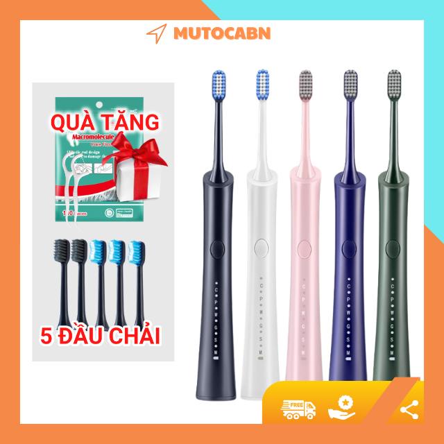 Bàn Chải Điện Đánh Răng Sonic 6 Chế Độ 5 Đầu Chải Chống Nước Ipx7 Làm Sạch, Trắng Sáng Răng Tự Nhiên XBH168