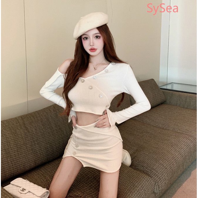 Bộ Áo Dệt Kim + Chân Váy Thời Trang Quyến Rũ Cho Nữ Mùa Thu