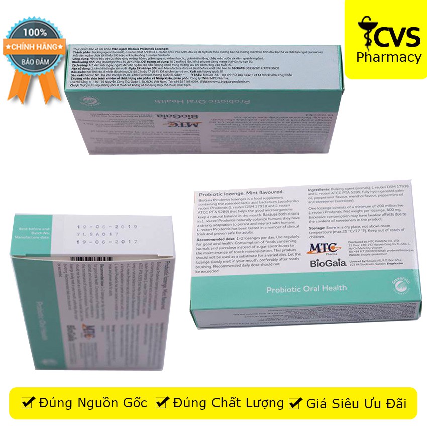 Viên ngậm Nha Khoa BioGaia ProDentis - Men vi sinh hương bạc hà