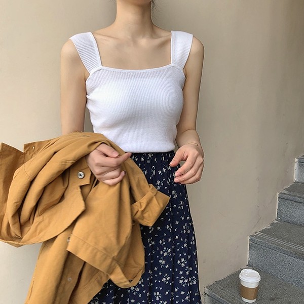 Áo hai dây màu trơn phong cách Hàn Quốc | BigBuy360 - bigbuy360.vn